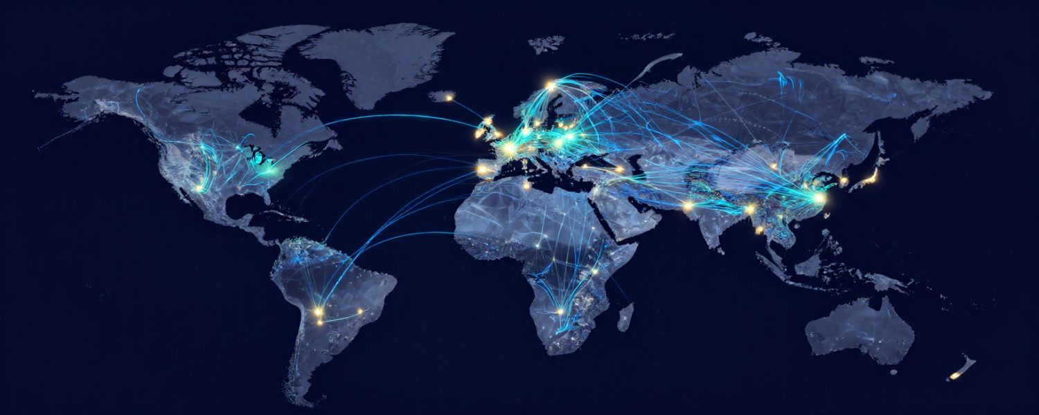 Map of global trade routes served by HighSpeed Cargo