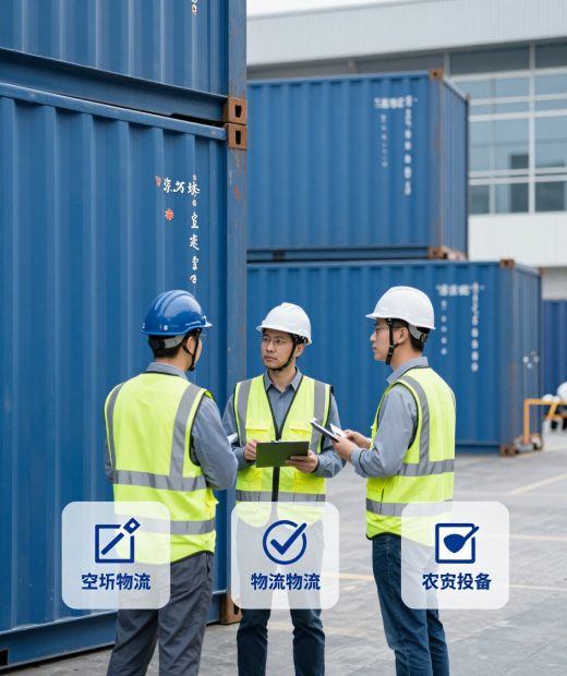 Safety team inspecting containers